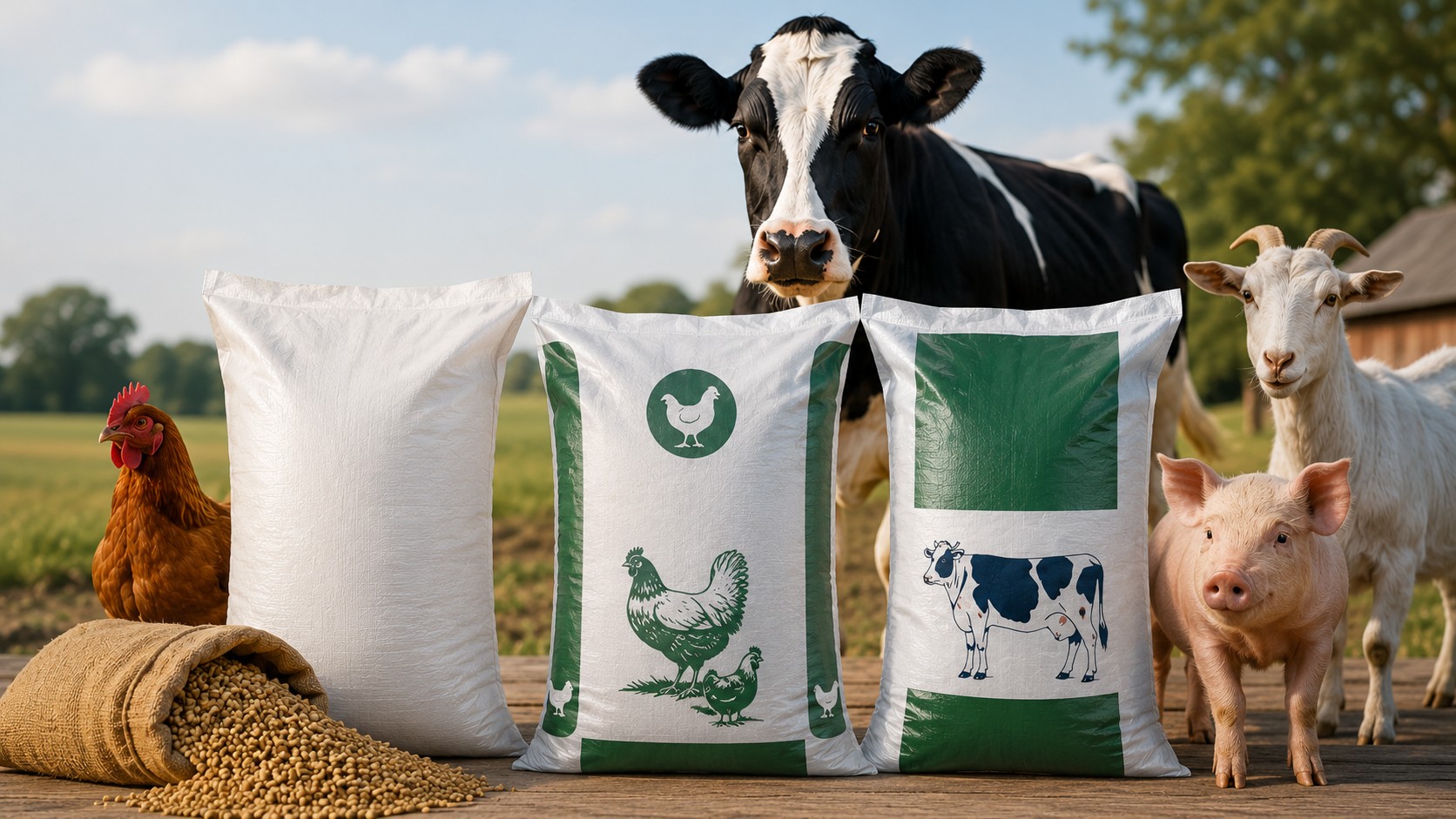 Agricultural crop field representing commercial animal feed packaging supply