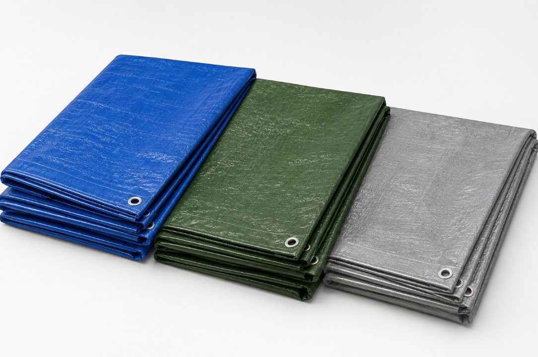 Agricultural field representing tarpaulin sheets for ground and material covering applications
