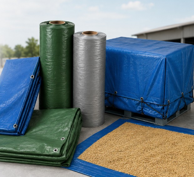Cargo transport representing tarpaulin and protective cover applications